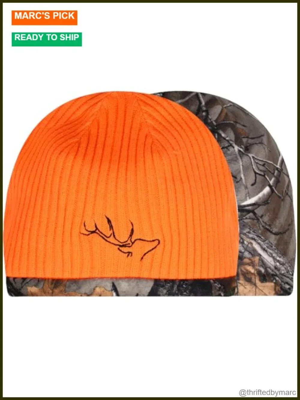 Reversible Windproof Fleece Beanie Hat - Warm Winter Hat for Hunting Fishing